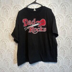 Delta Magnum Weight Dad Rocks Guitar Graphic T-Shirt Black Mens 2XL